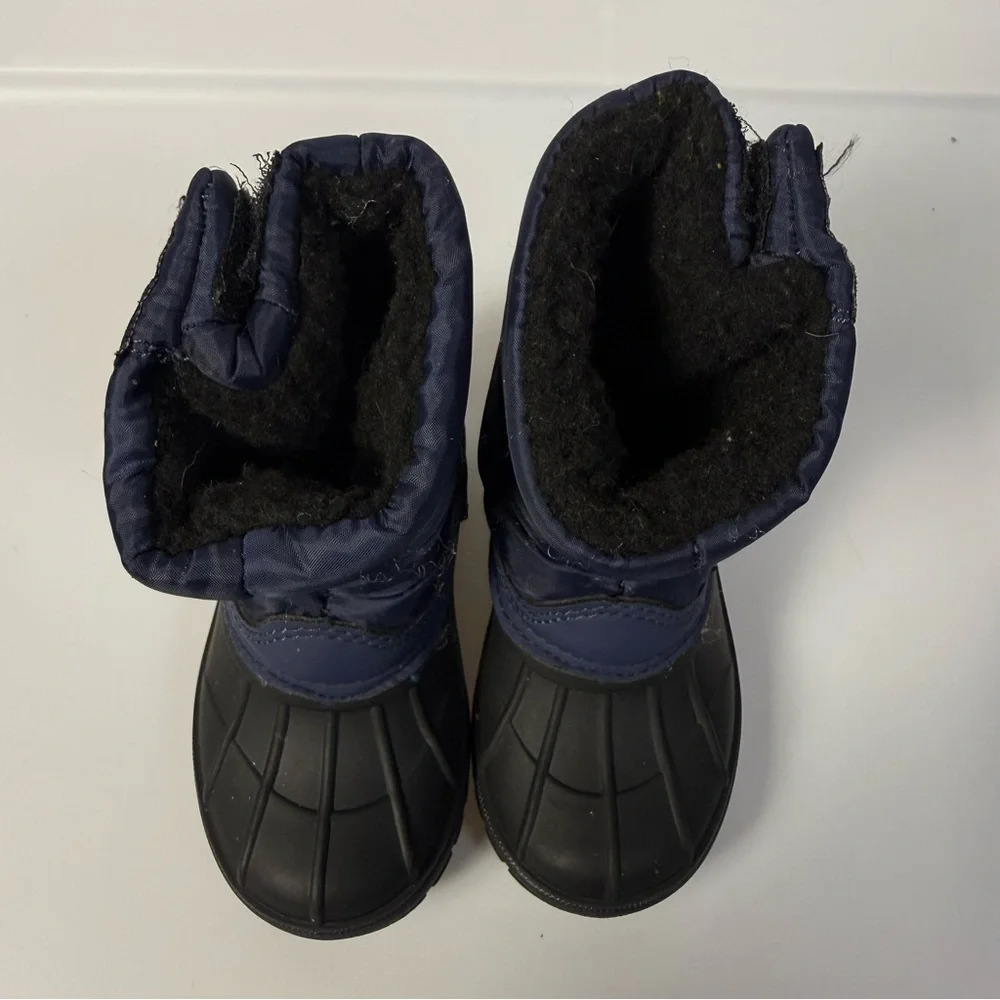 London Fog Jett Waterproof Kids Blue Black‎ Snow Boots sz 6C Winter Outdoor